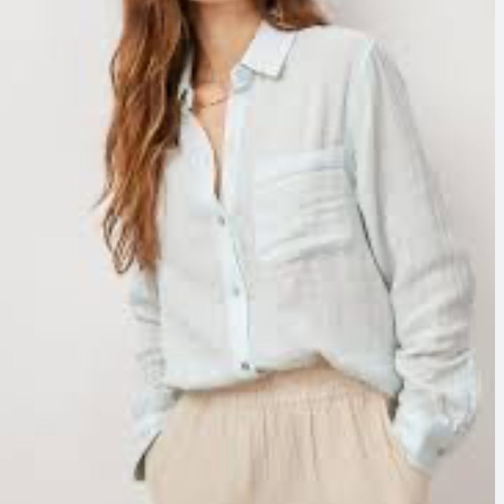 Vintage Havana white and green gauze Button-Down Shirt